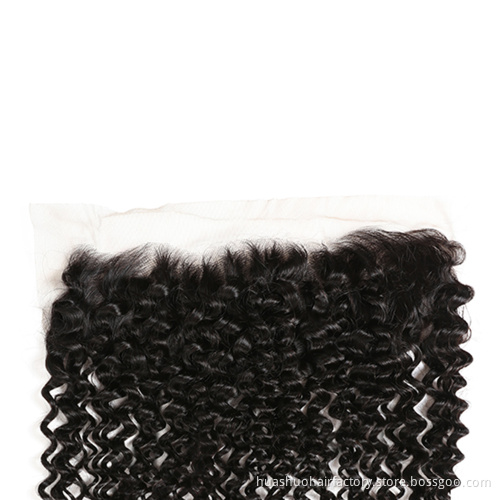 huashuo Highest Discounts From Ear To Ear Bleached Knots Factory Directly Unprocessed Virgin Brazilian Hair Jerry Curl Frontal